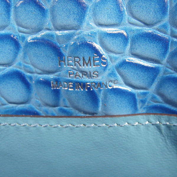AAA Hermes Kelly 22 CM Stone Veins Leather Handbag Blue H008 On Sale